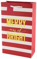 Gift Bag Merry And Bright Stripes Double Bottle 0