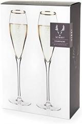 Viski Belmont Gold Rimmed Champagne Flutes 2pk